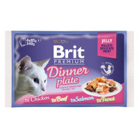 Вологий корм для кішок Brit Premium Cat Dinner Plate Fillets Jelly pouches 340 г (асорті з 4 смаків «Обідня тарілка» в желе) 111244/392 Вологий корм для кішок Brit Premium Cat Dinner Plate Fillets Jelly pouches 340 г (асорті з 4 смаків «Обідня тарілка» в желе) 111244/392