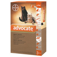 Краплі від бліх, кліщів і глистів для котів до 4 кг Bayer Advocate, 3 піпетки