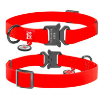 Нашийник для собак WAUDOG Waterproof з QR-паспортом, водостійкий, металева пряжка-фастекс, червоний