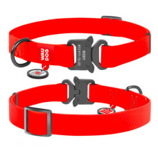 Нашийник для собак WAUDOG Waterproof з QR-паспортом, водостійкий, металева пряжка-фастекс, червоний