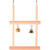 Гойдалки з дзвіночком для папуг Trixie дерев'яні подвійні (5822)