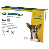 Сімпаріка для маленьких собак від 1,3 до 2,5 кг, 3 таблетки Сімпаріка для маленьких собак від 1,3 до 2,5 кг, 3 таблетки