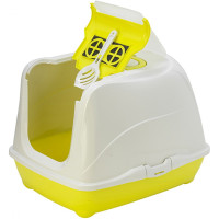 Закрытый туалет для кошек Moderna Flip Cat с откидной крышкой лимонный (C230329)