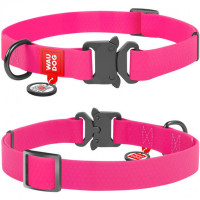Нашийник для собак WAUDOG Waterproof з QR-паспортом, водостійкий, металева пряжка-фастекс, рожевий