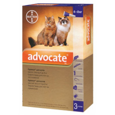 Краплі від бліх, кліщів і глистів для котів 4-8 кг Bayer Advocate, 3 піпетки Краплі від бліх, кліщів і глистів для котів 4-8 кг Bayer Advocate, 3 піпетки