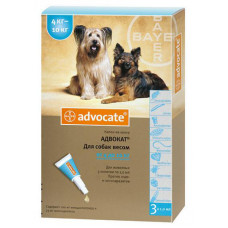 Краплі від бліх і кліщів для собак 4-10 кг Bayer Advocate, 3 піпетки Краплі від бліх і кліщів для собак 4-10 кг Bayer Advocate, 3 піпетки
