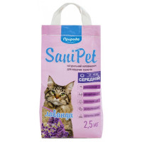 Наполнитель бентонитовый для кошек SANI PET средний с лавандой