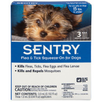 Капли от блох, клещей и комаров для собак Sentry весом до 7 кг, 1 пипетка (23623)