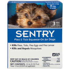 Краплі від бліх, кліщів і комарів для собак Sentry вагою до 7 кг, 1 піпетка