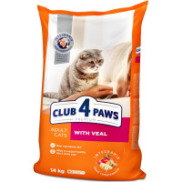 Сухий корм для дорослих котів з телятиною Клуб 4 Лапи Premium, 14 кг Сухий корм для дорослих котів з телятиною Клуб 4 Лапи Premium, 14 кг