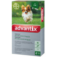 Капли от блох и клещей для собак до 4 кг Bayer Advantix, 4 пипетки