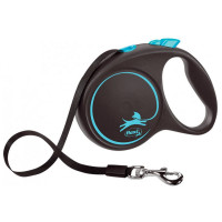 Рулетка для собак Flexi BLACK DESIGN L 5 м до 50 кг (стрічка) синя (FL 034132)