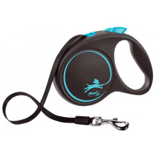 Рулетка для собак Flexi BLACK DESIGN L 5 м до 50 кг (стрічка) синя (FL 034132)