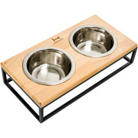 Миски для собак і котів на підставці Harley and Cho Lunch Bar Natural wood + Black