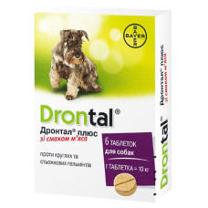 Антигельмінтик для собак Bayer Дронтал Плюс (зі смаком м'яса), 6 таблеток Антигельмінтик для собак Bayer Дронтал Плюс (зі смаком м'яса), 6 таблеток